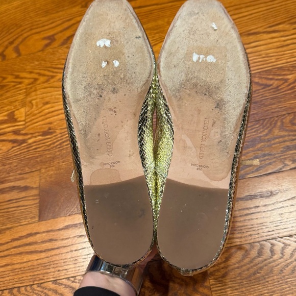 Veronica Beard Ellie Metallic Maryjane Ballet Flat in Platinum Gold Size 9 EUC - Picture 10 of 11